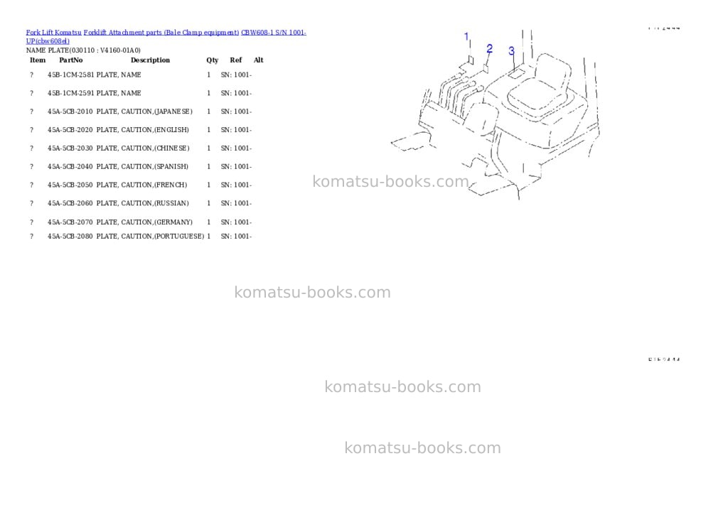 Komatsu cbw608-1 s/n 1001-up Parts catalog cover Page 10