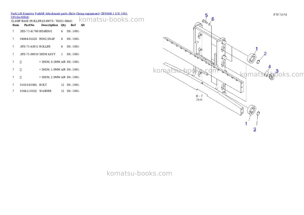 Komatsu cbw608-1 s/n 1001-up Parts catalog cover Page 6