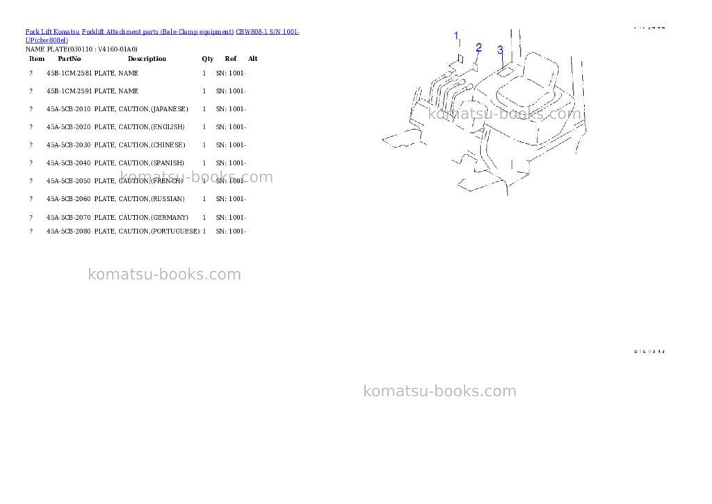Komatsu cbw808-1 s/n 1001-up Parts catalog cover Page 10