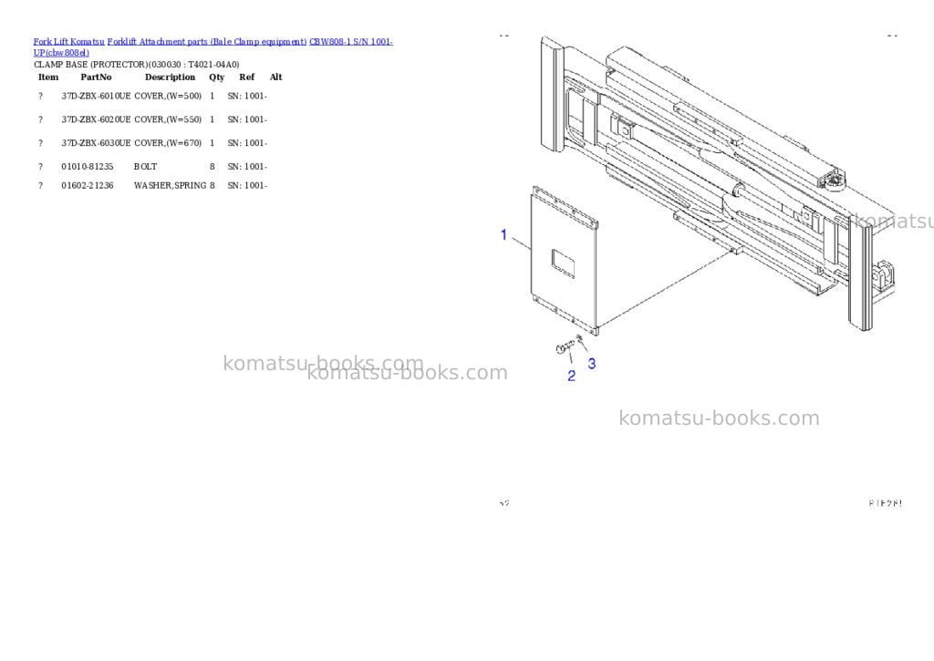 Komatsu cbw808-1 s/n 1001-up Parts catalog cover Page 2