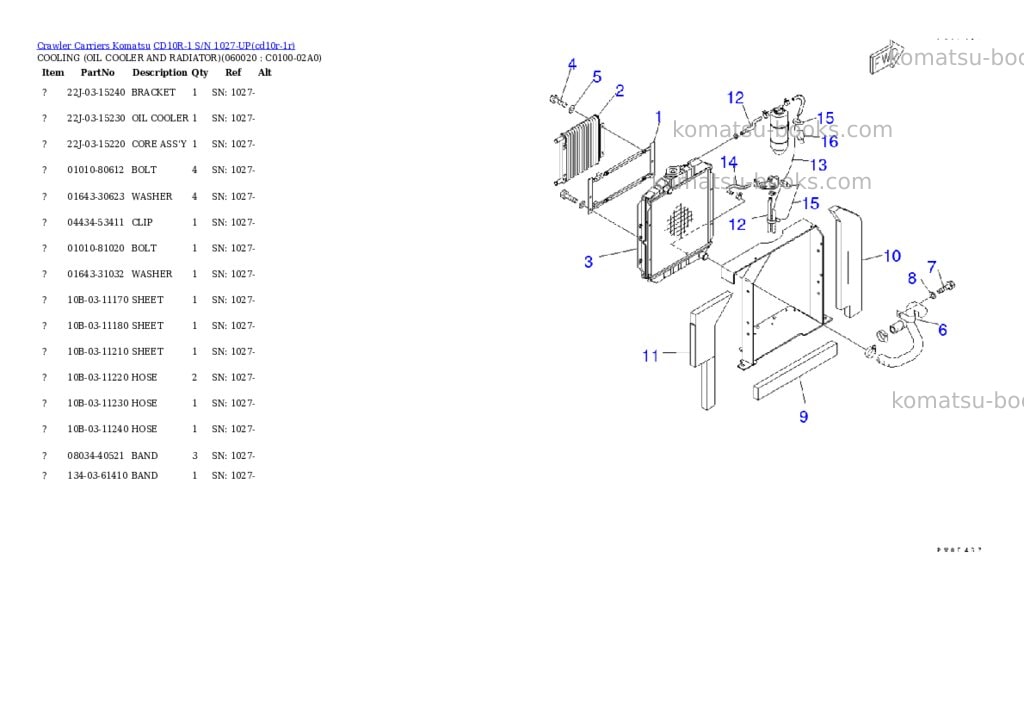 Komatsu cd10r-1 s/n 1027-up Parts catalog cover Page 3