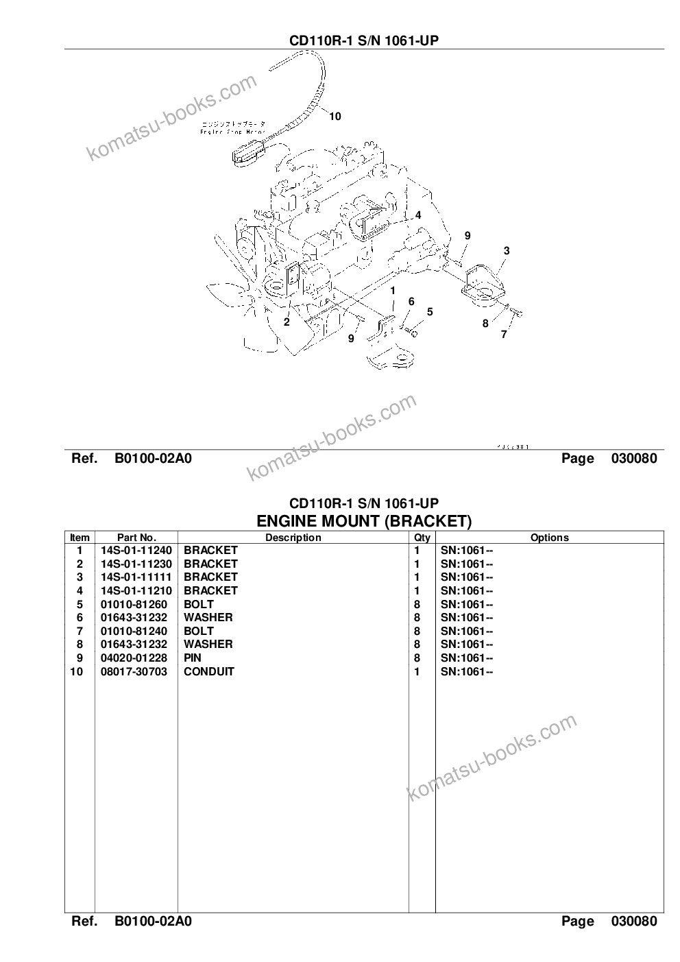 Komatsu cd110r-1 s/n 1061-up Parts catalog cover Page 10 Komatsu cd110r-1 s/n 1061-up Parts catalog cover Page 10