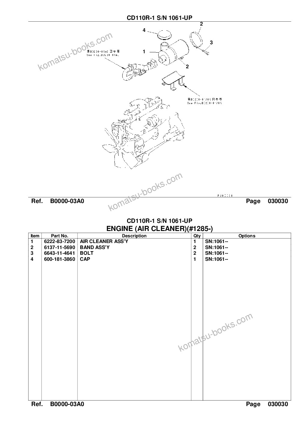 Komatsu cd110r-1 s/n 1061-up Parts catalog cover Page 5 Komatsu cd110r-1 s/n 1061-up Parts catalog cover Page 5