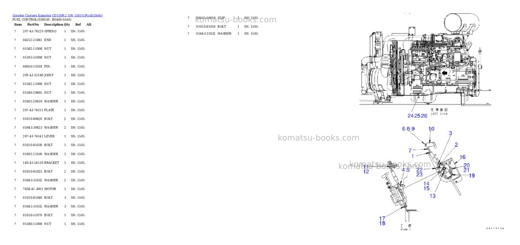 Komatsu cd110r-2 s/n 1501-up Parts catalog cover Page 2 Komatsu cd110r-2 s/n 1501-up Parts catalog cover Page 2