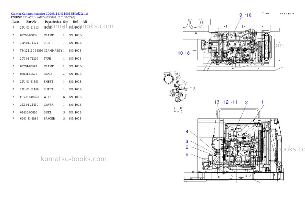Komatsu cd20r-1 s/n 1003-up Parts catalog cover