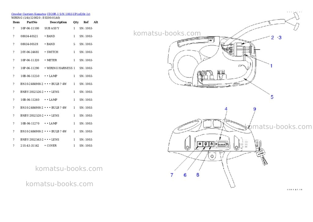 Komatsu cd20r-1 s/n 1003-up Parts catalog cover Page 9