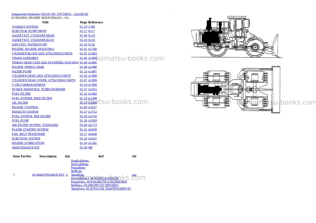 Komatsu cd230 s/n 370720051 - up Parts catalog cover Komatsu cd230 s/n 370720051 - up Parts catalog cover