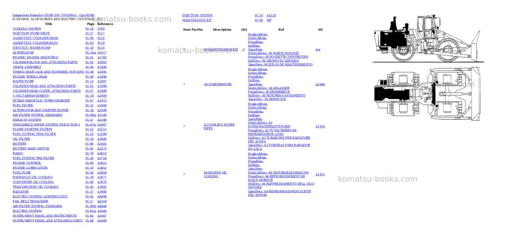 Komatsu cd280 s/n 370520051 - up Parts catalog cover