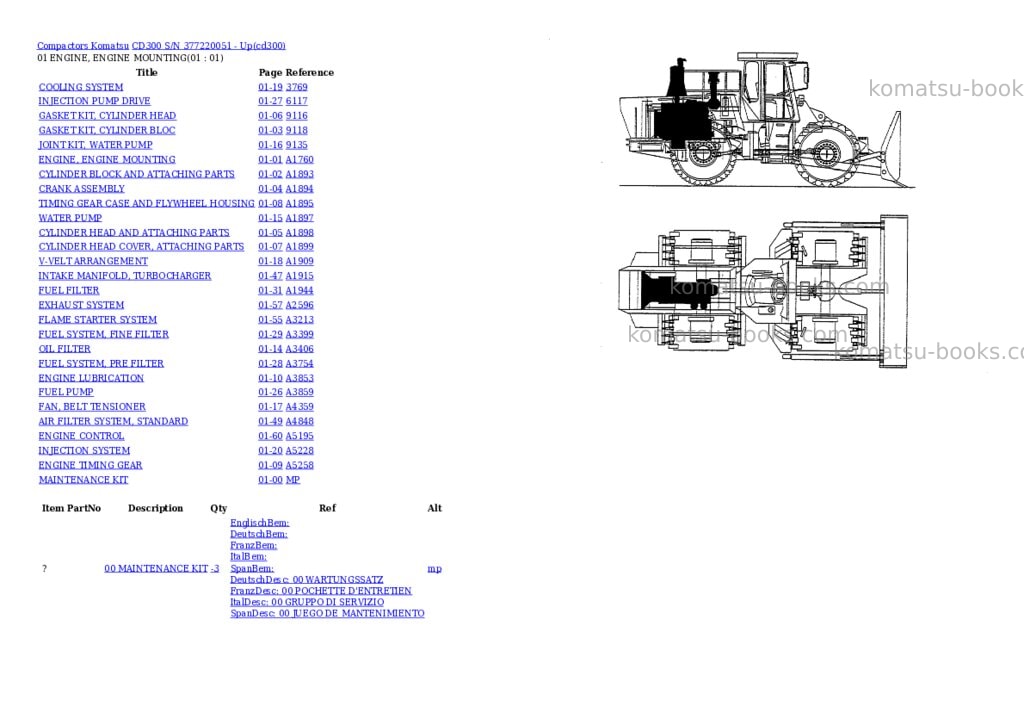Komatsu cd300 s/n 377220051 - up Parts catalog cover Komatsu cd300 s/n 377220051 - up Parts catalog cover