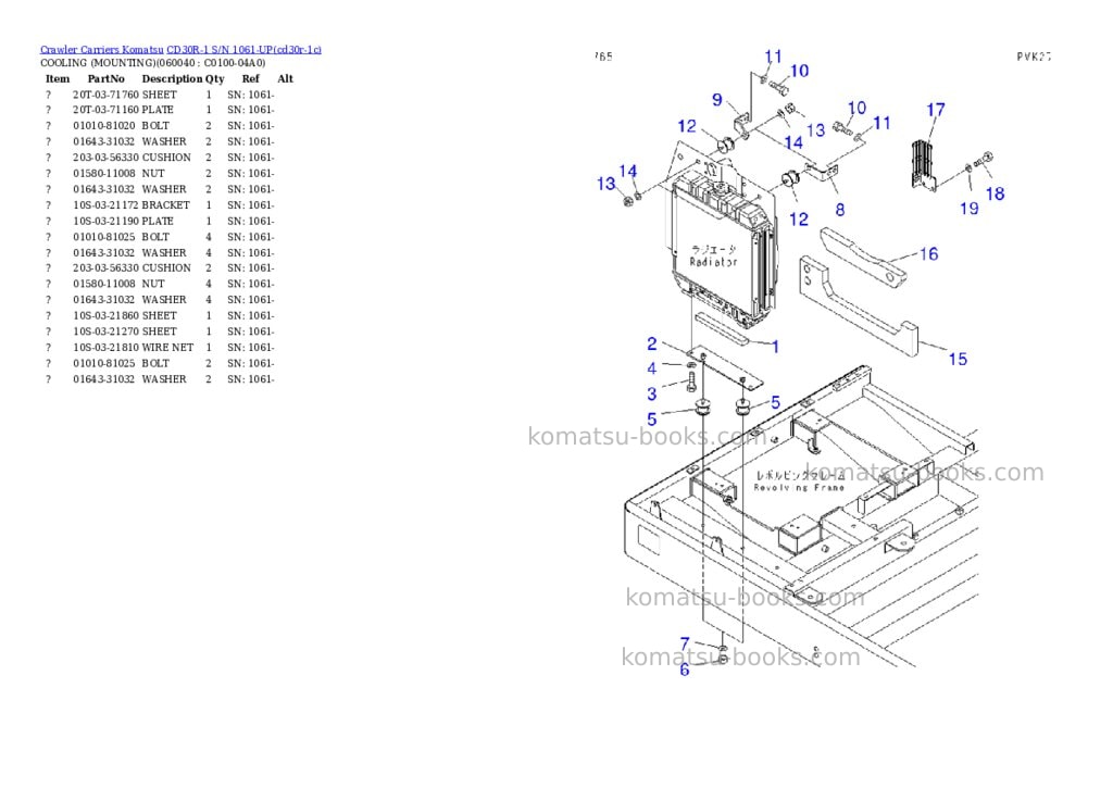 Komatsu cd30r-1 s/n 1061-up Parts catalog cover Page 6 Komatsu cd30r-1 s/n 1061-up Parts catalog cover Page 6