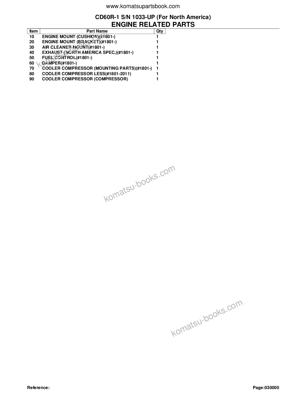 Komatsu cd60r-1 s/n 1033-up for north america Parts catalog cover Page 2
