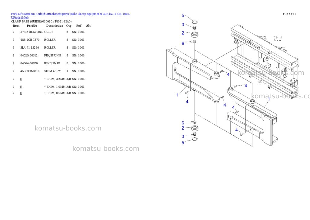 Komatsu cdr157-1 s/n 1001-up Parts catalog cover