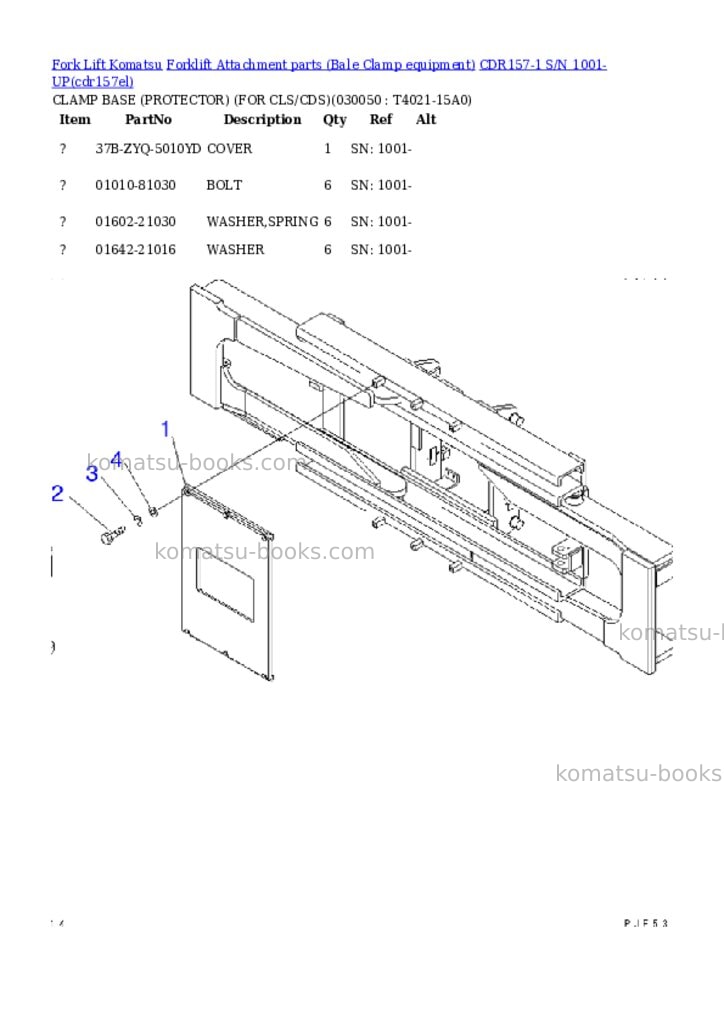 Komatsu cdr157-1 s/n 1001-up Parts catalog cover Page 4