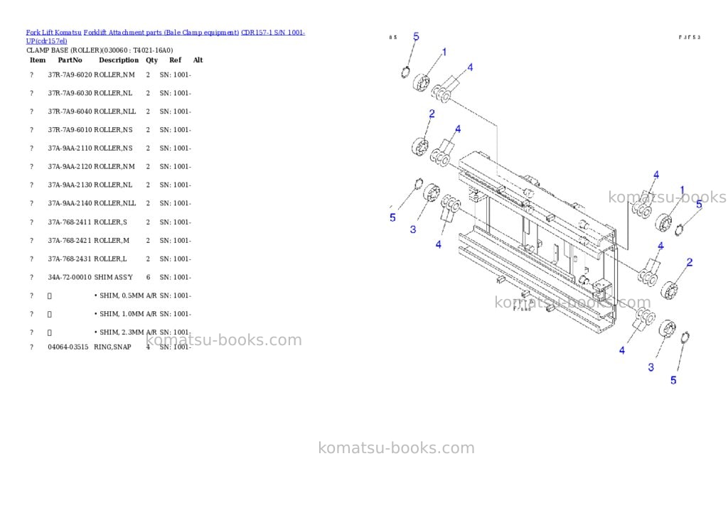 Komatsu cdr157-1 s/n 1001-up Parts catalog cover Page 5