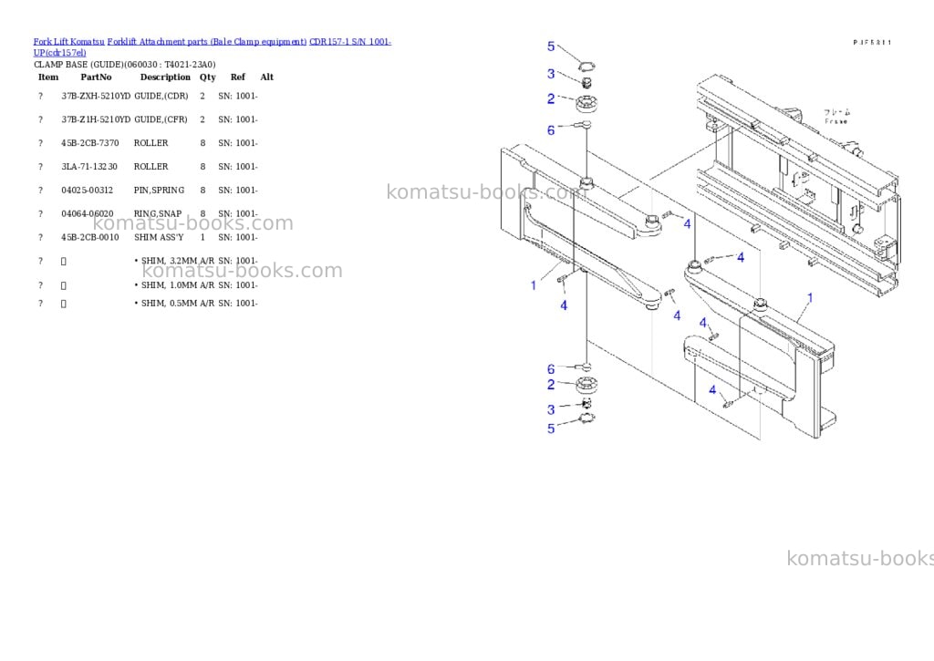 Komatsu cdr157-1 s/n 1001-up Parts catalog cover Page 8