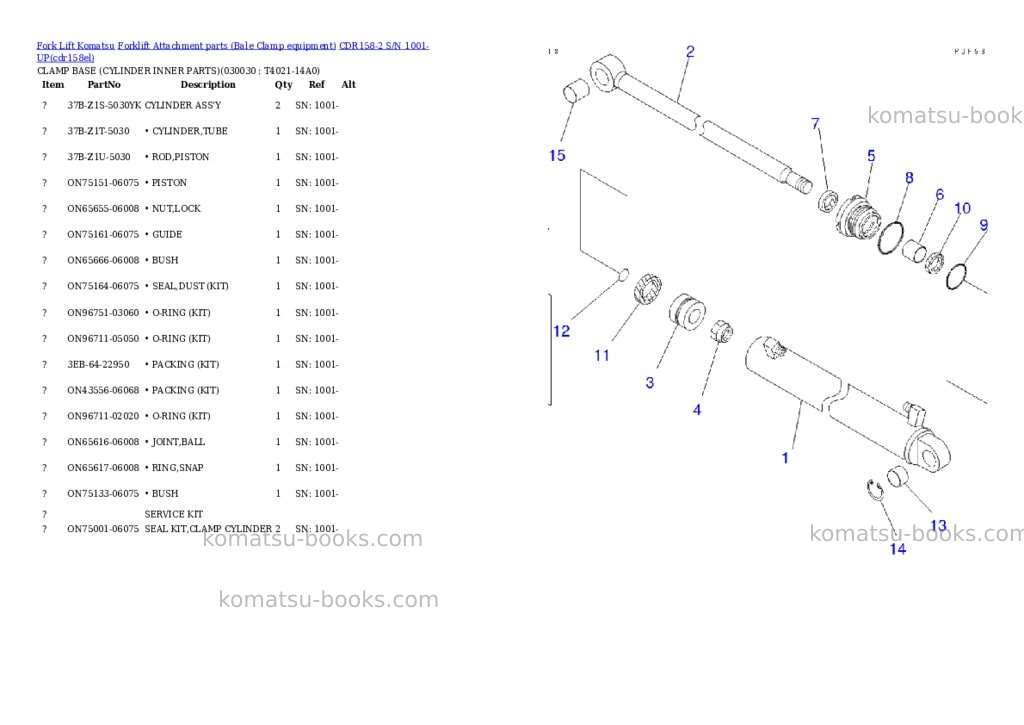 Komatsu cdr158-2 s/n 1001-up Parts catalog cover Page 2 Komatsu cdr158-2 s/n 1001-up Parts catalog cover Page 2
