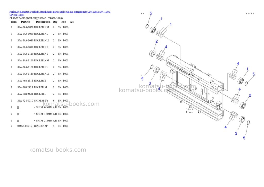 Komatsu cdr158-2 s/n 1001-up Parts catalog cover Page 3 Komatsu cdr158-2 s/n 1001-up Parts catalog cover Page 3