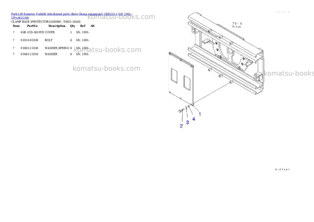Komatsu cdr253-1 s/n 1001-up Parts catalog cover Page 5 Komatsu cdr253-1 s/n 1001-up Parts catalog cover Page 5