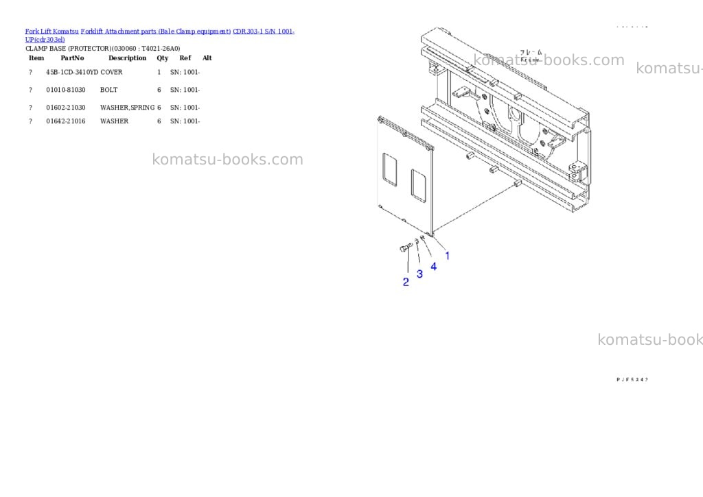Komatsu cdr303-1 s/n 1001-up Parts catalog cover Page 5 Komatsu cdr303-1 s/n 1001-up Parts catalog cover Page 5