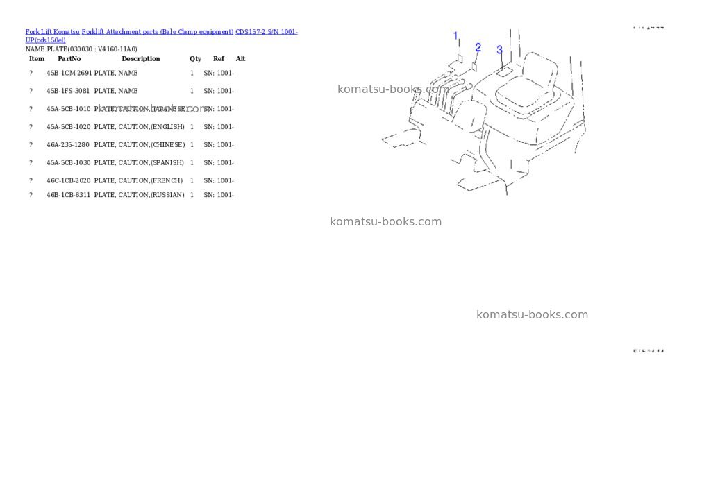 Komatsu cds157-2 Parts catalog cover Page 5