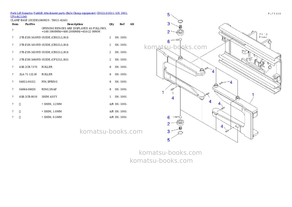 Komatsu cds253/303-1 s/n 1001-up Parts catalog cover Page 11
