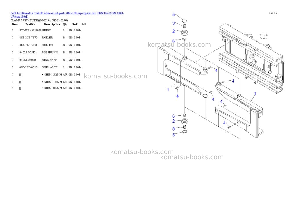 Komatsu cdw157-2 s/n 1001-up Parts catalog cover
