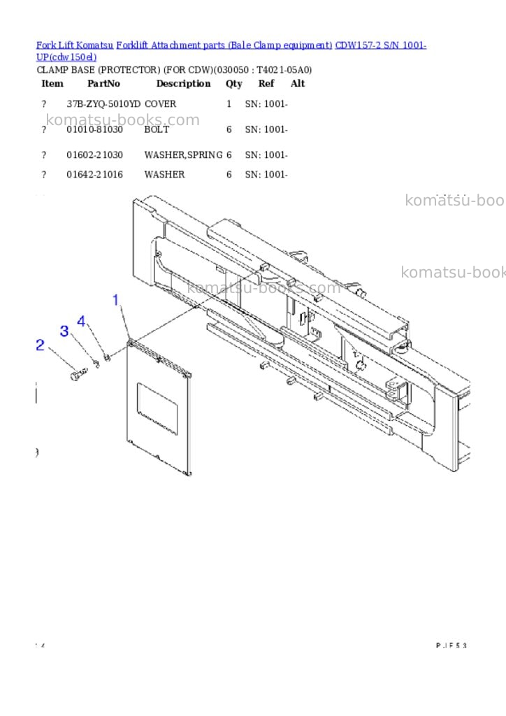 Komatsu cdw157-2 s/n 1001-up Parts catalog cover Page 4