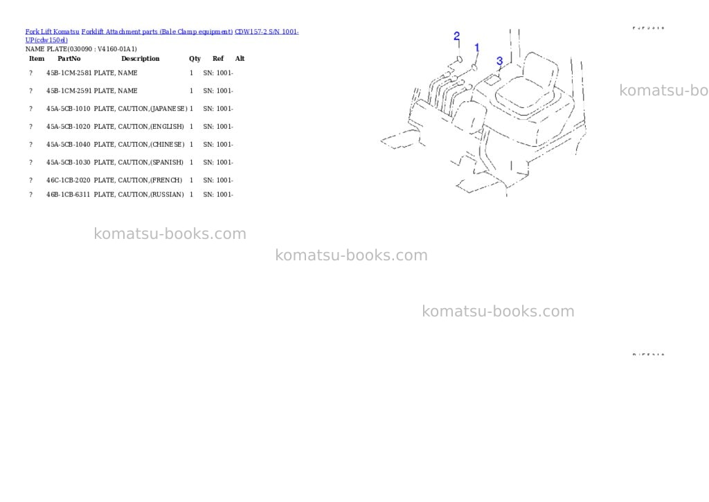 Komatsu cdw157-2 s/n 1001-up Parts catalog cover Page 8