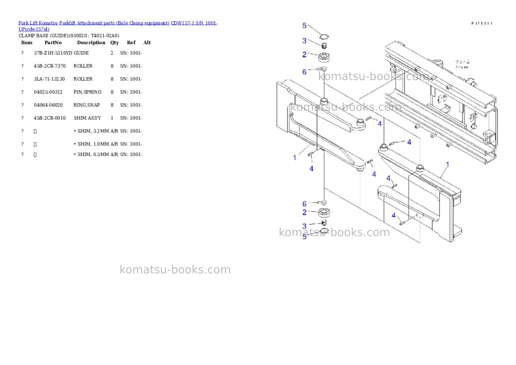 Komatsu cdw157-1 s/n 1001-up Parts catalog cover