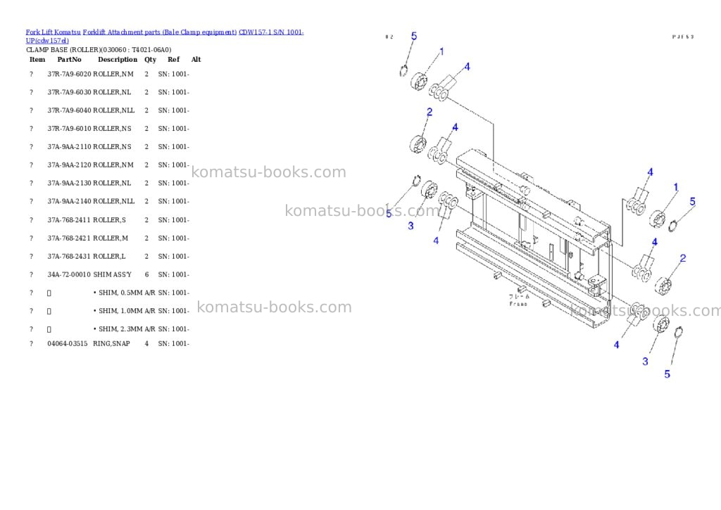 Komatsu cdw157-1 s/n 1001-up Parts catalog cover Page 5