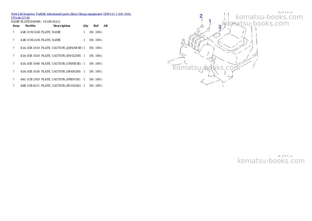 Komatsu cdw157-1 s/n 1001-up Parts catalog cover Page 8