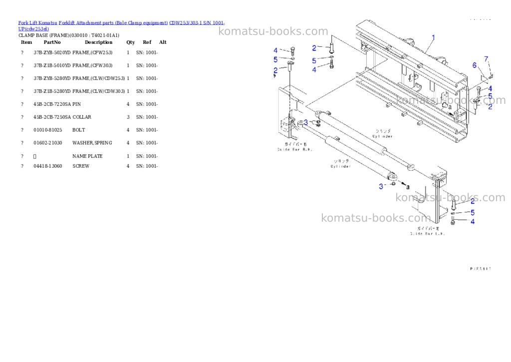 Komatsu cdw253/303-1 s/n 1001-up Parts catalog cover