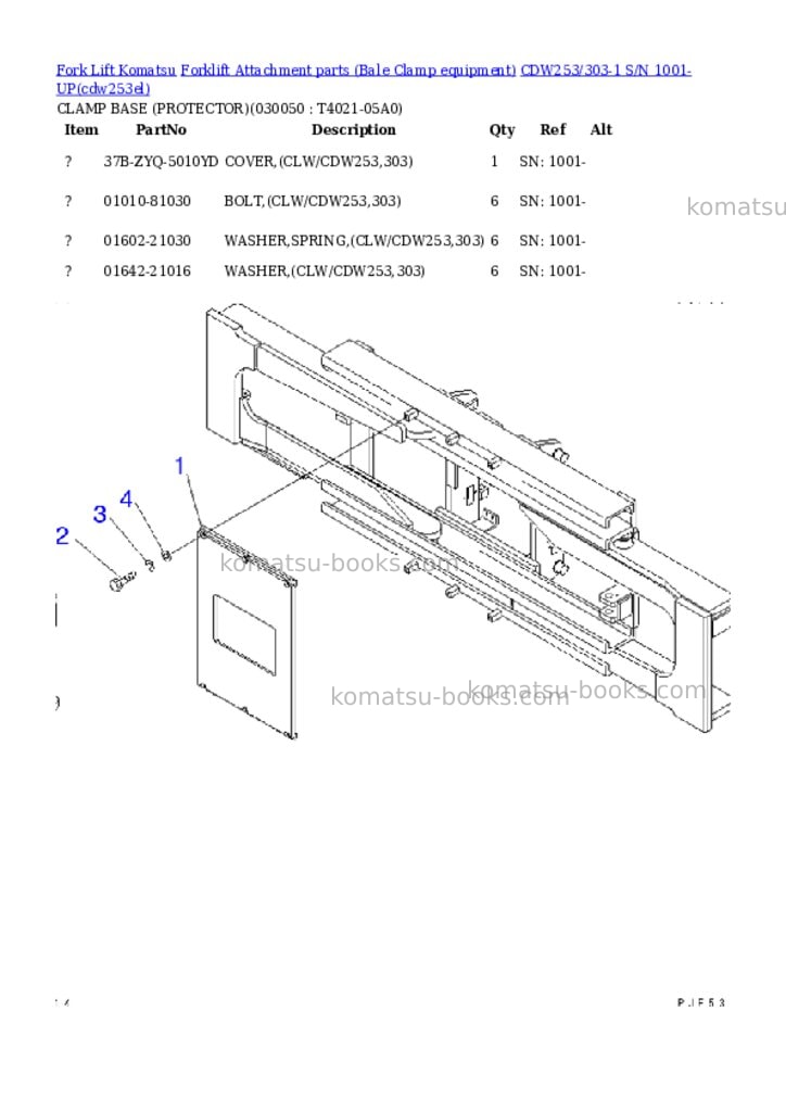 Komatsu cdw253/303-1 s/n 1001-up Parts catalog cover Page 5