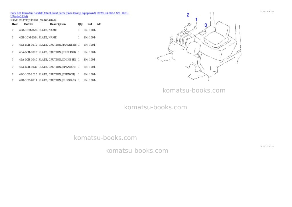 Komatsu cdw253/303-1 s/n 1001-up Parts catalog cover Page 9