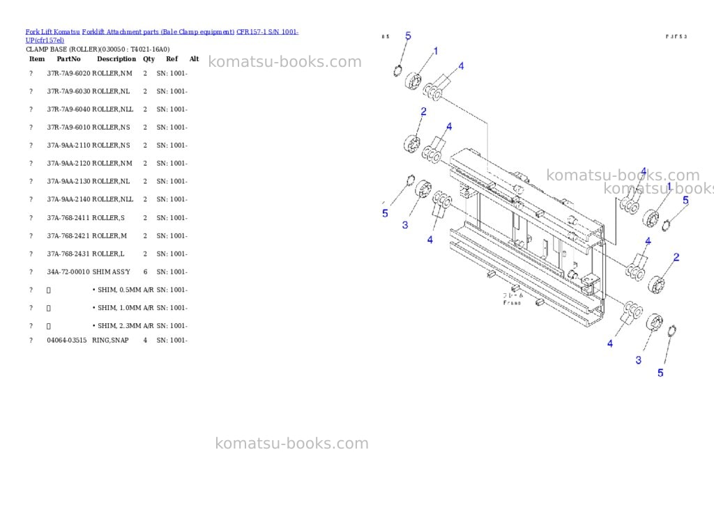 Komatsu cfr157-1 s/n 1001-up Parts catalog cover Page 4