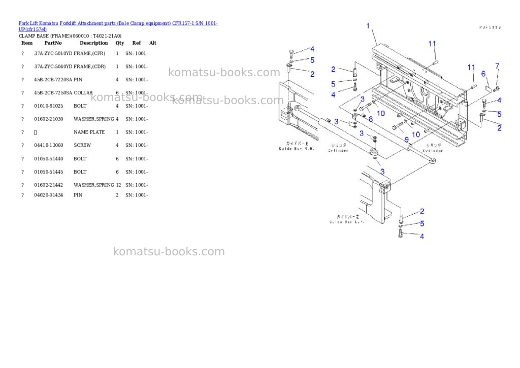 Komatsu cfr157-1 s/n 1001-up Parts catalog cover Page 5