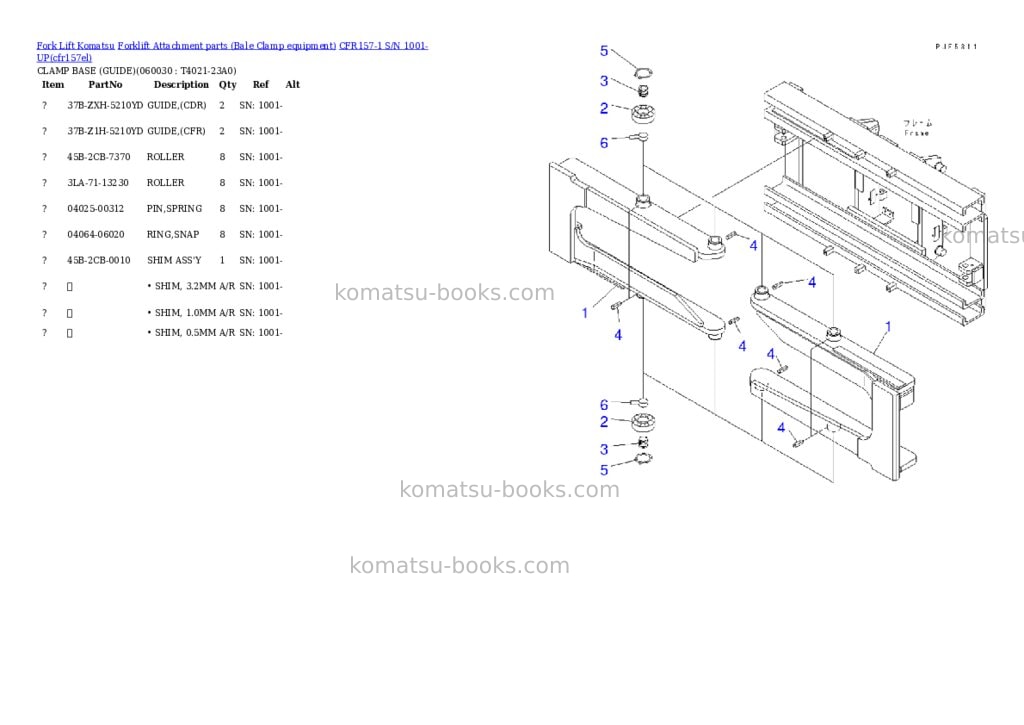 Komatsu cfr157-1 s/n 1001-up Parts catalog cover Page 7