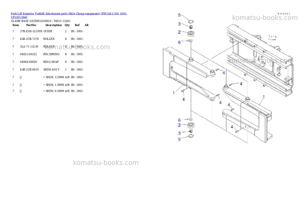 Komatsu cfr158-2 s/n 1001-up Parts catalog cover Komatsu cfr158-2 s/n 1001-up Parts catalog cover