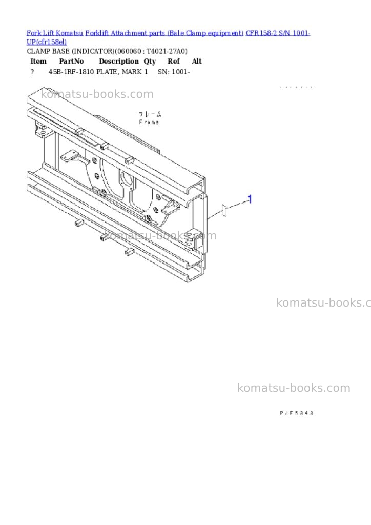 Komatsu cfr158-2 s/n 1001-up Parts catalog cover Page 10 Komatsu cfr158-2 s/n 1001-up Parts catalog cover Page 10