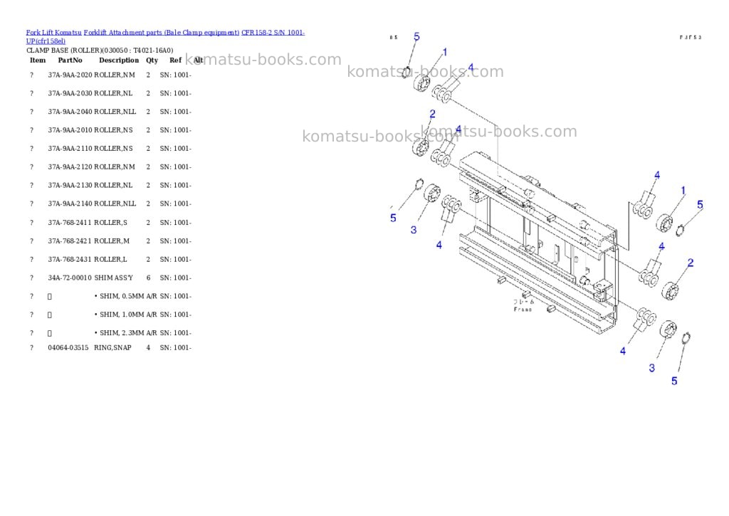 Komatsu cfr158-2 s/n 1001-up Parts catalog cover Page 4 Komatsu cfr158-2 s/n 1001-up Parts catalog cover Page 4