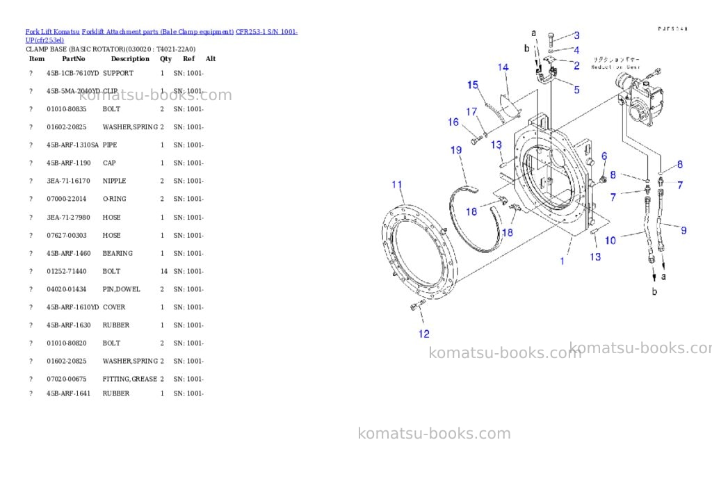 Komatsu cfr253-1 s/n 1001-up Parts catalog cover