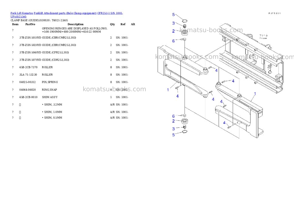 Komatsu cfr253-1 s/n 1001-up Parts catalog cover Page 2