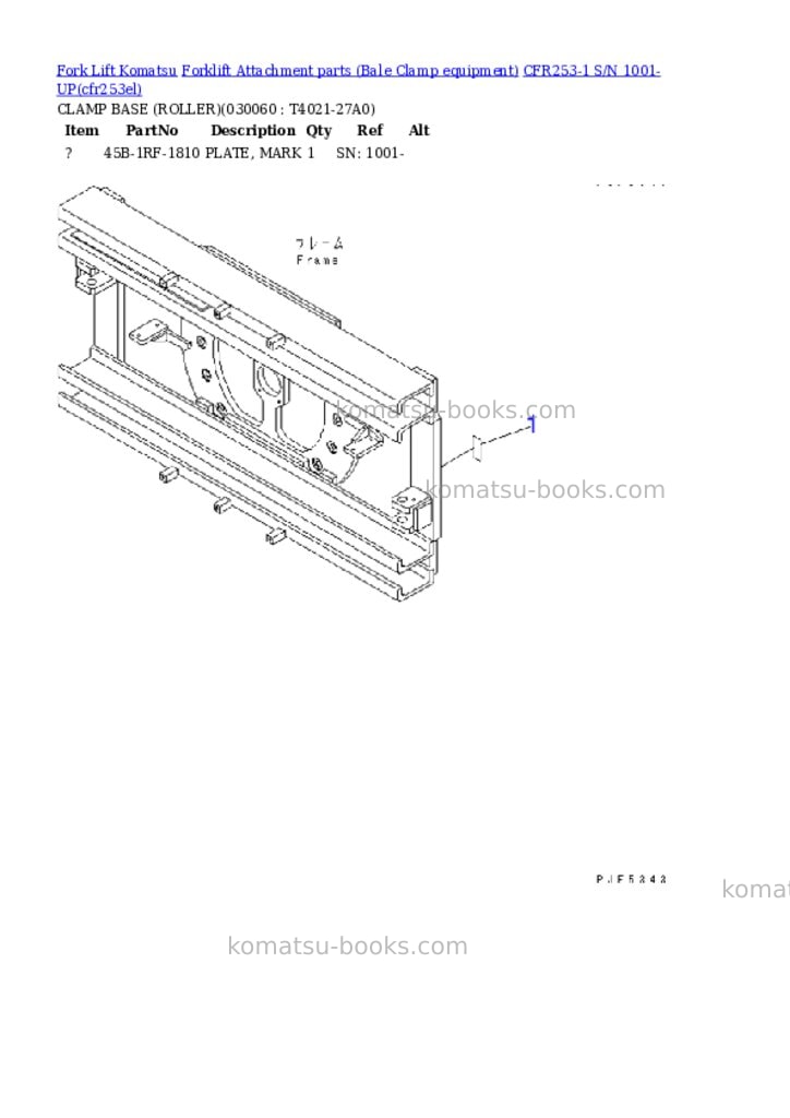 Komatsu cfr253-1 s/n 1001-up Parts catalog cover Page 5