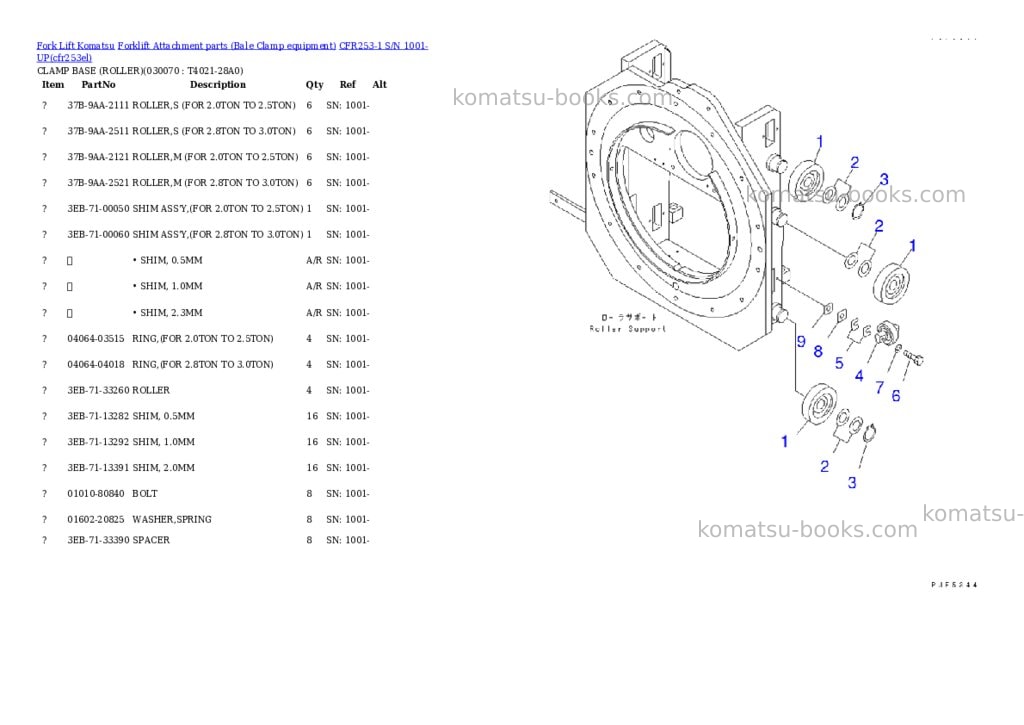 Komatsu cfr253-1 s/n 1001-up Parts catalog cover Page 6