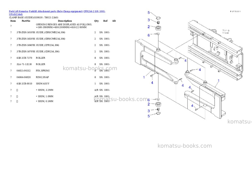 Komatsu cfr254-2 s/n 1001-up Parts catalog cover Page 2