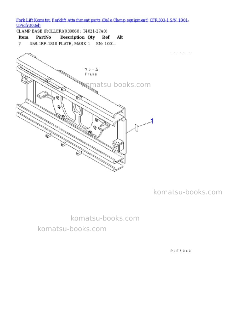 Komatsu cfr303-1 s/n 1001-up Parts catalog cover Page 5 Komatsu cfr303-1 s/n 1001-up Parts catalog cover Page 5