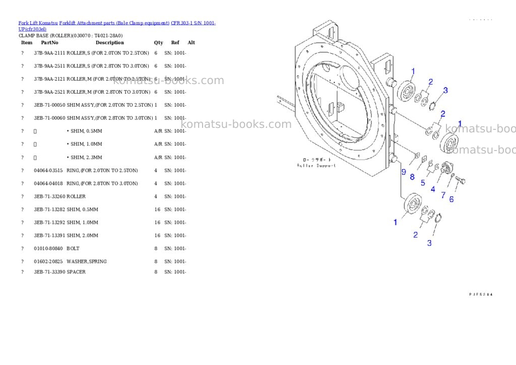 Komatsu cfr303-1 s/n 1001-up Parts catalog cover Page 6 Komatsu cfr303-1 s/n 1001-up Parts catalog cover Page 6