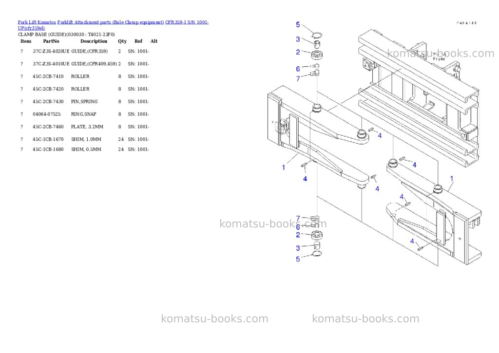 Komatsu cfr359-1 s/n 1001-up Parts catalog cover Page 2