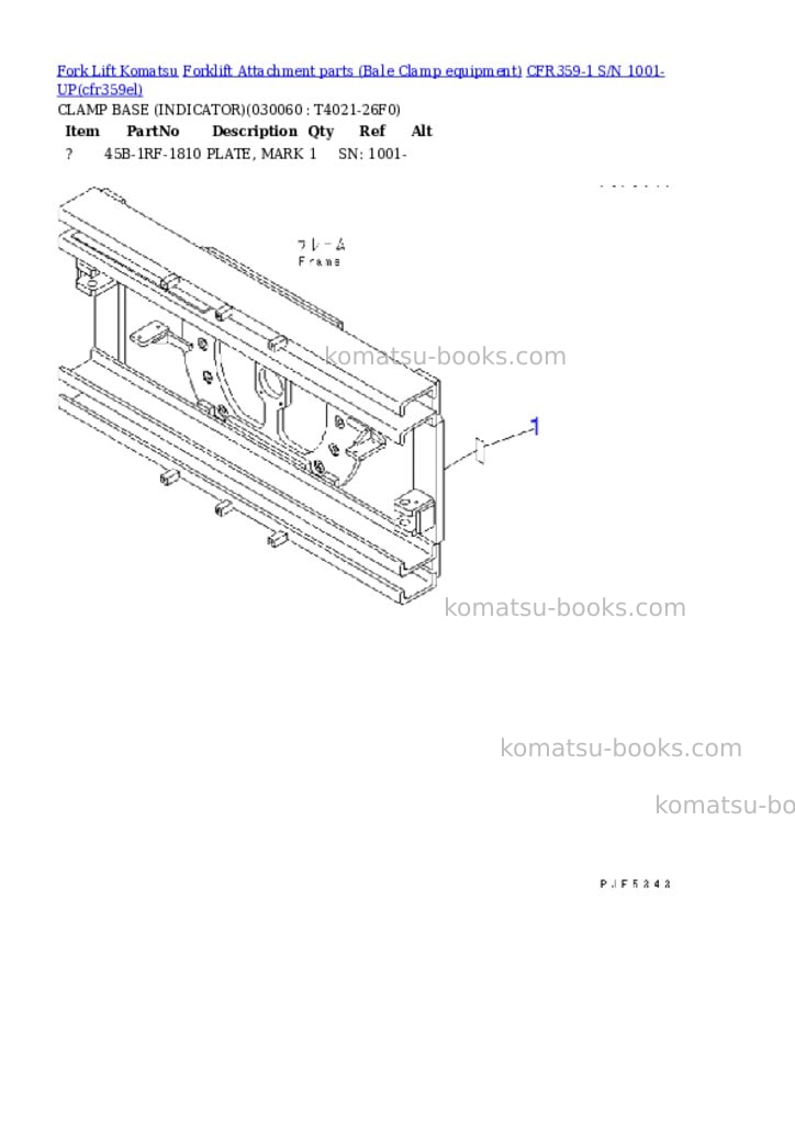 Komatsu cfr359-1 s/n 1001-up Parts catalog cover Page 5