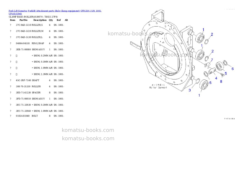 Komatsu cfr359-1 s/n 1001-up Parts catalog cover Page 6
